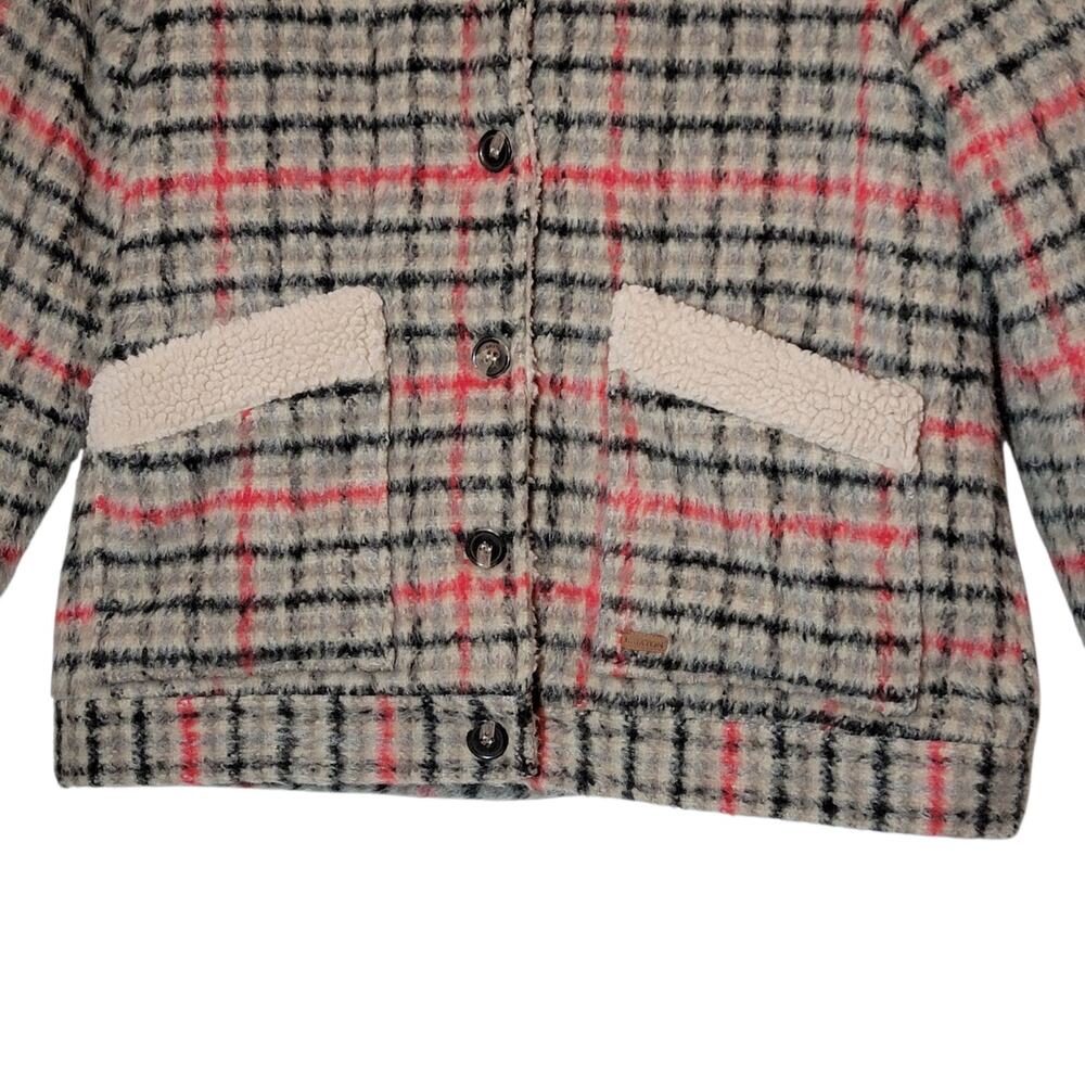Brixton Nouvelle Plaid Sherpa Peacoat Red Black Vanilla Cozy Fall Winter Chic M - Picture 4 of 16